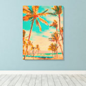 PixDezines Strand/Hawaii/Baai/Turquoise Canvas Afdruk (Insitu (Houten vloer))