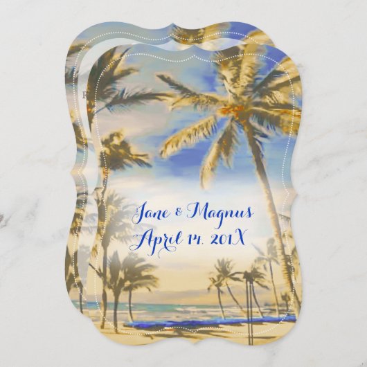 PixDezines strand/kobalt Kaart (Voorkant / Achterkant)