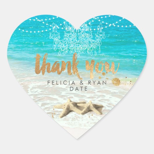 PixDezines strand/lightstrings+kroonluchter dank u Hart Sticker (Voorkant)