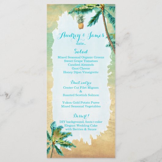 PixDezines  Strand/Palmbomen Menu/Faux Gold Menu (Achterkant)
