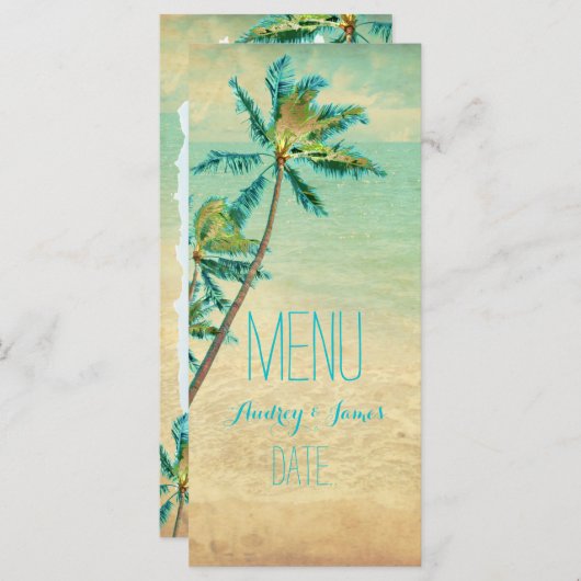 PixDezines Strand/Palmbomen Menu/Faux Gold Menu (Voorkant / Achterkant)