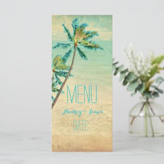 PixDezines Strand/Palmbomen Menu/Faux Gold Menu (Staand voorkant)