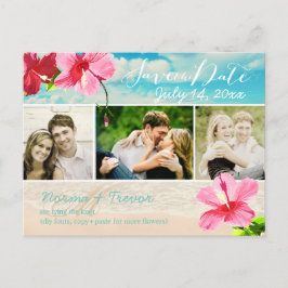 PixDezines strand+roze maui hibiscus save the date Aankondigingskaart