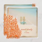 PixDezines strand+seahorse+koral Kaart (Voorkant / Achterkant)