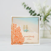 PixDezines strand+seahorse+koral Kaart (Staand voorkant)