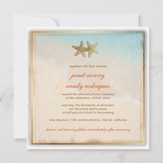 PixDezines strand+stervis+koraal Kaart (Achterkant)