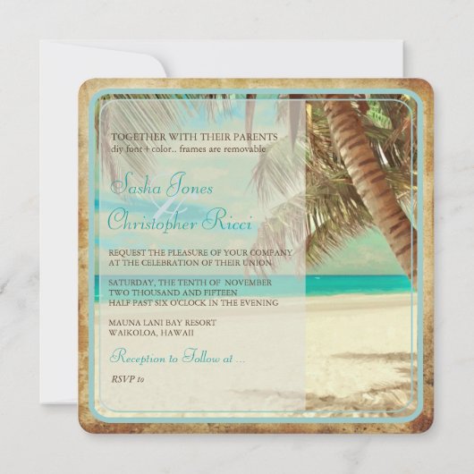 PixDezines  strand, tropisch paradijs Kaart (Achterkant)