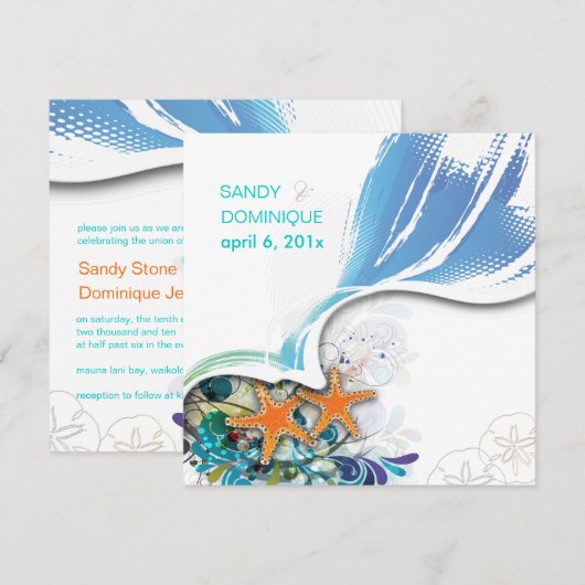 PixDezines strandbruiloft/diy achtergrondkleur Kaart (Voorkant / Achterkant)