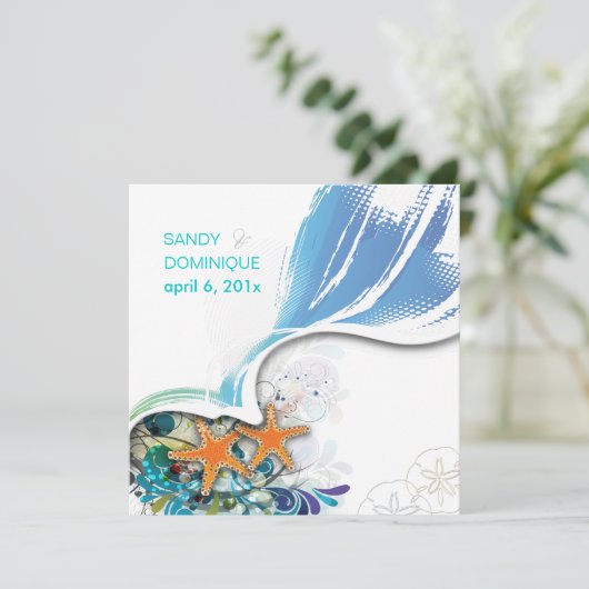 PixDezines strandbruiloft/diy achtergrondkleur Kaart (Staand voorkant)