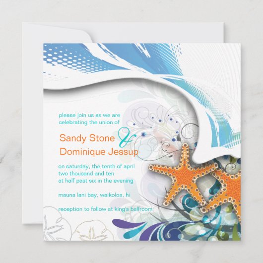 PixDezines strandbruiloft/diy achtergrondkleur Kaart (Achterkant)