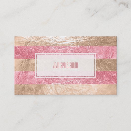 PixDezines strepen/faux roze folie Visitekaartje (Voorkant)