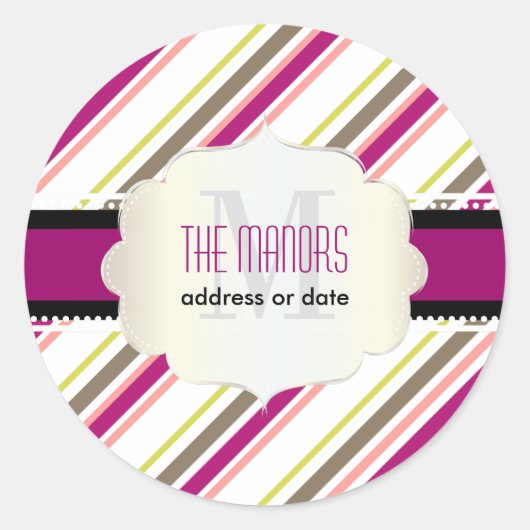 PixDezines strepen/Kerst/DIY kleuren Ronde Sticker (Voorkant)