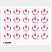 PixDezines strepen + rooster + cupcake / doe-het-z Ronde Sticker (Vel)