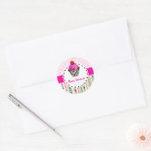 PixDezines strepen + rooster + cupcake / doe-het-z Ronde Sticker (Envelop)