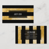 PixDezines strepen/zwart/faux gold folie Visitekaartje (Voorkant / Achterkant)