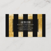 PixDezines strepen/zwart/faux gold folie Visitekaartje (Achterkant)