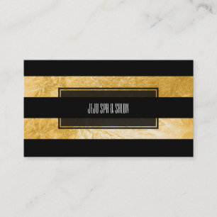PixDezines strepen/zwart/faux gold folie Visitekaartje