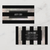 PixDezines strepen/zwart/faux zilver Visitekaartje (Voorkant / Achterkant)