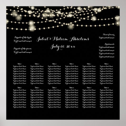 PixDezines strings van light Seating Chart Poster (Voorkant)