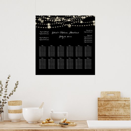 PixDezines strings van light Seating Chart Poster (Keuken)