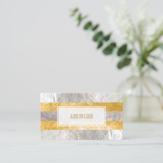 PixDezines strippen/faux zilverfolie/goud Visitekaartje (Staand voorkant)