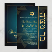 PixDezines Stylish Bar Mitzvah/dark blauwgroen blu Kaart (Voorkant / Achterkant)