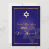 PixDezines Stylish Bar Mitzvah/dark blue/gold Kaart (Achterkant)