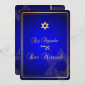 PixDezines Stylish Bar Mitzvah/royal blue/gold Kaart (Voorkant / Achterkant)