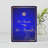 PixDezines Stylish Bar Mitzvah/royal blue/gold Kaart (Staand voorkant)