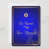 PixDezines Stylish Bar Mitzvah/royal blue/gold Kaart (Voorkant)