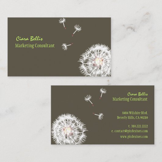 PixDezines STYLISH MARKETING CONSULTANT/DANDELIONS Visitekaartje (Voorkant / Achterkant)