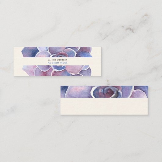 PixDezines Succulente Waterverf, PurpleDesert Roos Mini Visitekaartje (Voorkant / Achterkant)