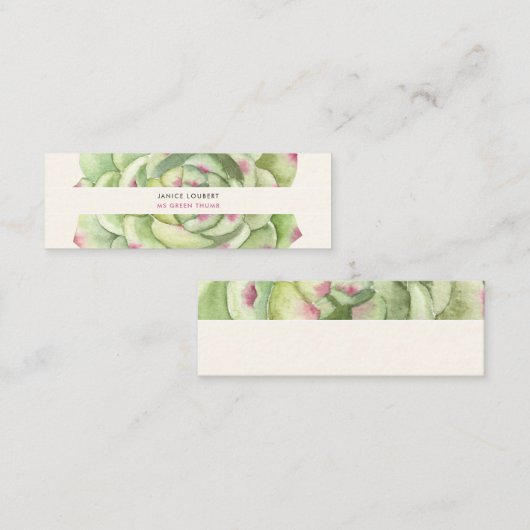 PixDezines Succulente Waterverf, woestijn Roos Mini Visitekaartje (Voorkant / Achterkant)