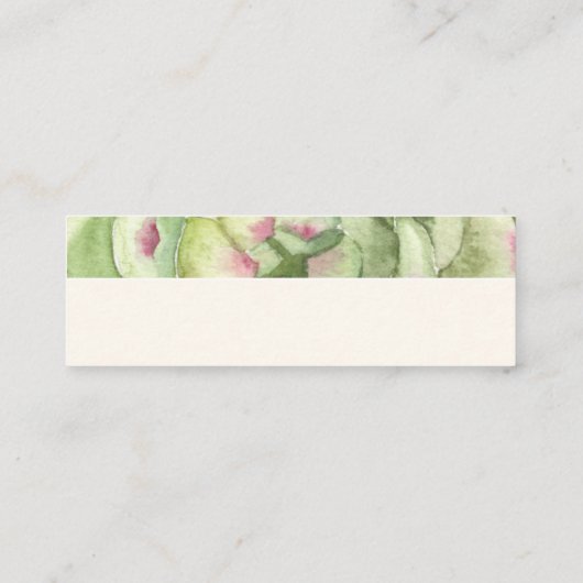 PixDezines Succulente Waterverf, woestijn Roos Mini Visitekaartje (Achterkant)