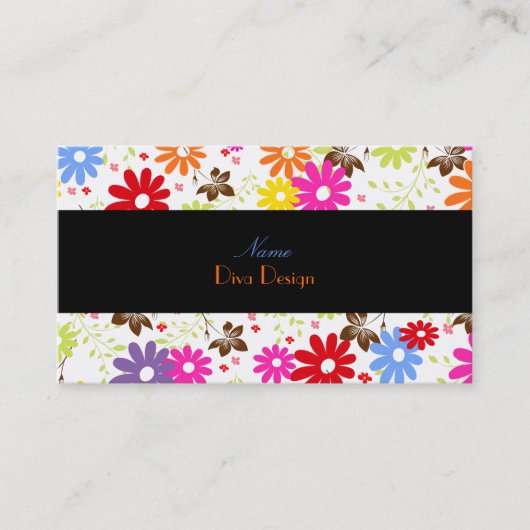PixDezines Summer Blooms, BusinessCard Visitekaartje (Voorkant)