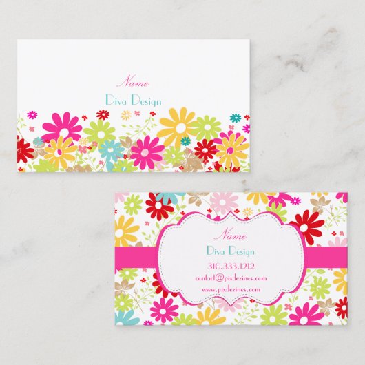 PixDezines Summer Blooms, BusinessCard Visitekaartje (Voorkant / Achterkant)