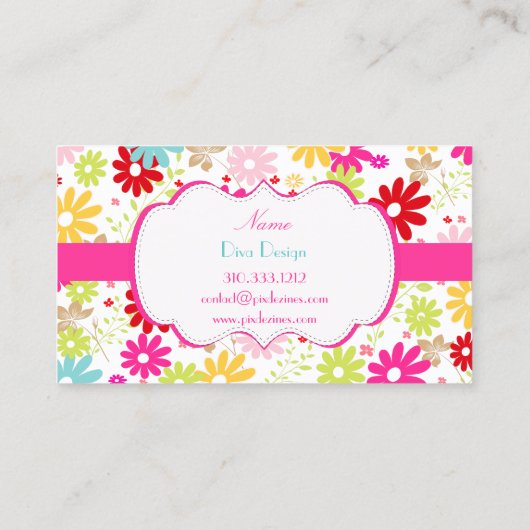 PixDezines Summer Blooms, BusinessCard Visitekaartje (Achterkant)