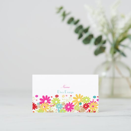 PixDezines Summer Blooms, BusinessCard Visitekaartje (Staand voorkant)