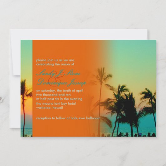 PixDezines Sunset at A-Bay/tropische bruiloft Kaart (Achterkant)