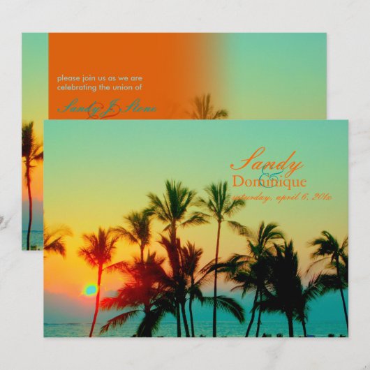 PixDezines Sunset at A-Bay/tropische bruiloft Kaart (Voorkant / Achterkant)