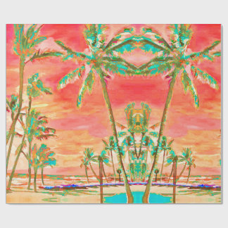 PixDezines Sunset Hawaiian Beach/Coral/Teal Cadeaupapier