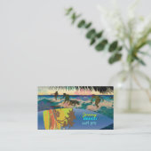 PixDezines  surfers bij zonsondergang, Hawaii ♥♥♥♥ Visitekaartje (Staand voorkant)