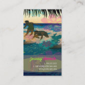 PixDezines  surfers bij zonsondergang, Hawaii ♥♥♥♥ Visitekaartje (Achterkant)