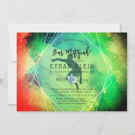 PixDezines surft naar boven/surfer/beach Bar Mitzv Kaart (Voorkant)