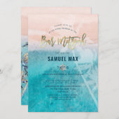 PixDezines surft omhoog, palmbomen, strandbar mits Kaart (Voorkant / Achterkant)