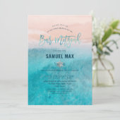 PixDezines surft op, aqua strand Bar Mitzvah Invit Kaart (Staand voorkant)