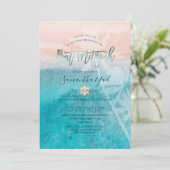 PixDezines surft op Beach Bat Mitswa uitnodiging (Staand voorkant)