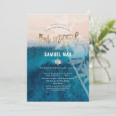 PixDezines surft op, palmbomen, bar mitzvah op het Kaart (Staand voorkant)