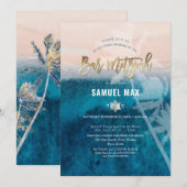 PixDezines surft op, palmbomen, bar mitzvah op het Kaart (Voorkant / Achterkant)