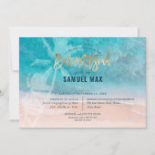 PixDezines surft op, palmbomen, strand ba mitzvah Kaart (Voorkant)